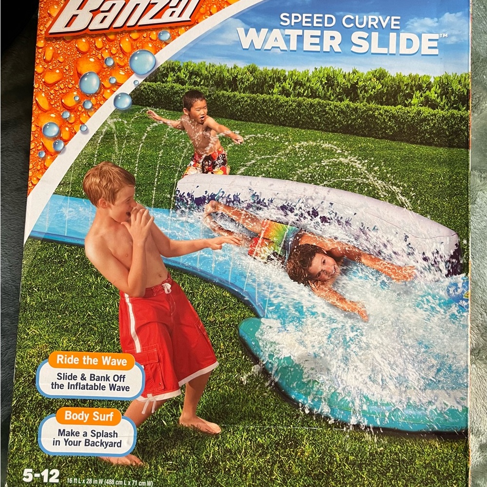 Amazon Banzai Speed Curve Water Slide - Red, Blue, Green